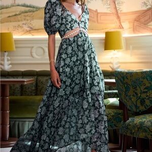 V. Chapman High Low Floral Emma Green Dress Size 8